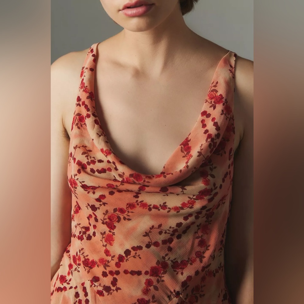 Urban Outfitters NWT Silence + Noise Marie Printed Cowl Neck Mini Dress - Picture 3 of 5